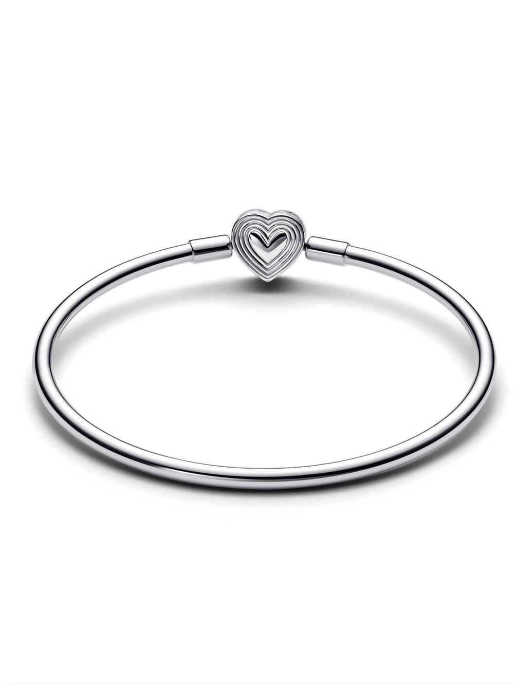 NWT Pandora Polished Silver Heart Bangle Bracelet - Picture 2 of 3
